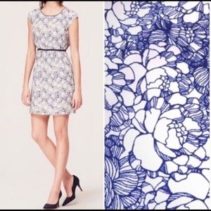 Loft White & Blue Floral Dress